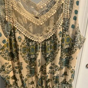 women’s free people maxi dress with mesh and lace lining; size 8